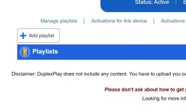 Lägg till spellista på Duplex iptv-webbplatsen