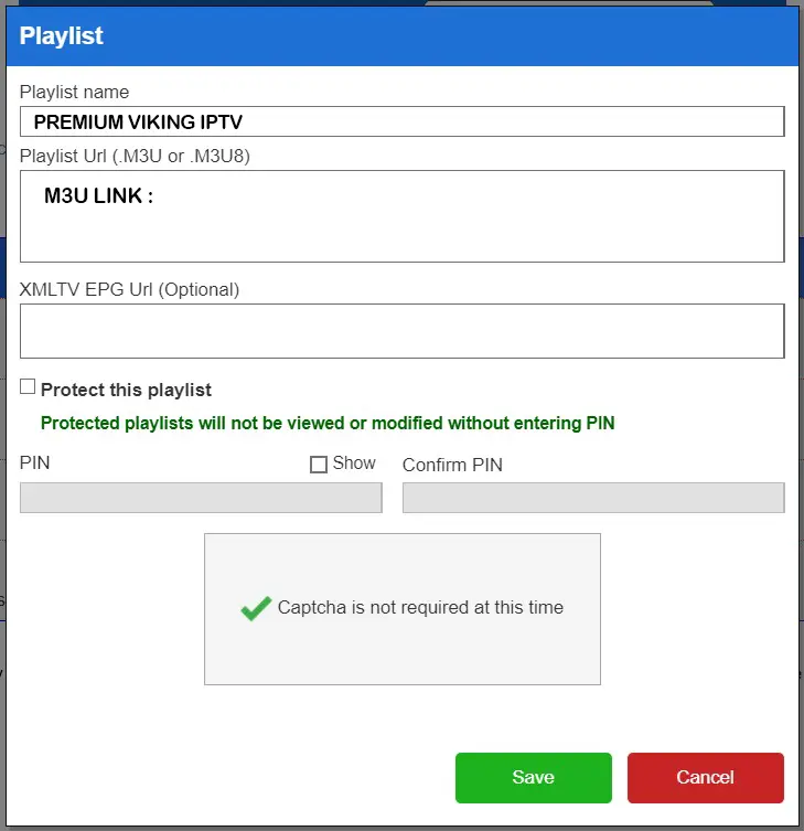 Ladda upp m3u-URL:en på duplex iptv-webbplatsen